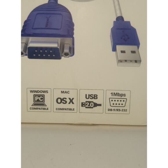 SABRENT CB-DB9P USB 2.0 TO SERIAL CABLE ADAPTER DB9 RS-232 FOR PC/MAC NEW - Picture 2 of 4